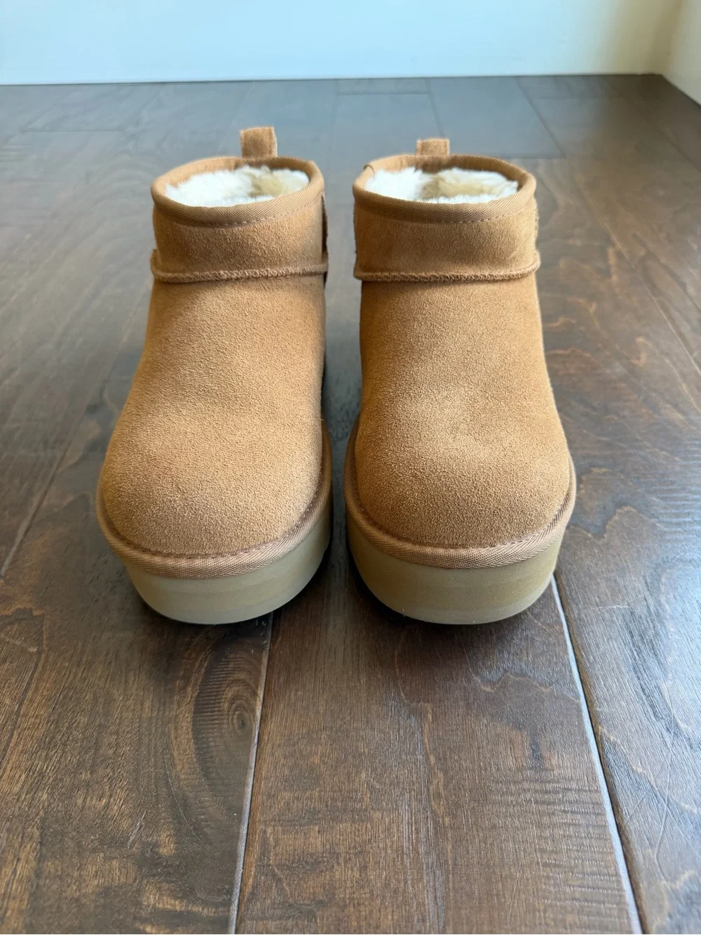 UGG Classic Ultra Mini Platform Boot Shearling-Lined Interior Chestnut Color